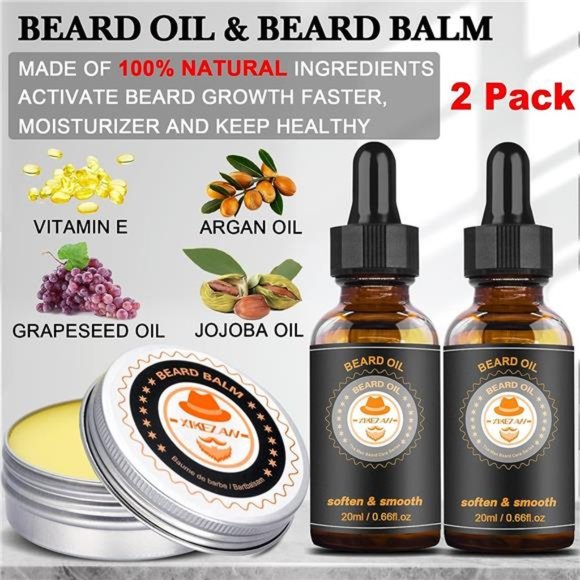 Beard Grooming Kit w/Beard Conditioner Beard Oil Beard Balm Beard Brush + More - Picture 6 of 6